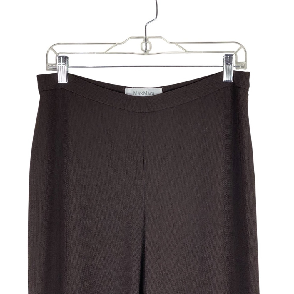 MaxMara Dress Trousers Pants Expresso Brown Women’s Size 10 Wide Leg High Rise - Picture 4 of 10